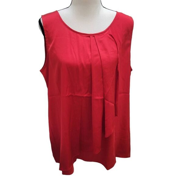 The Limited Size L Gogi Berry Red Sleeveless Crossover Ruffle Blouse - Picture 1 of 5